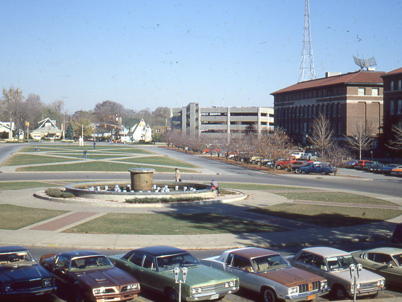 Historical photograph of Purdue’s engineering fountain